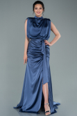 Robe De Soirée Satin Longue Gris-Indigo ABU2133