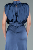 Robe De Soirée Satin Longue Gris-Indigo ABU2133