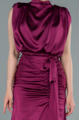 Robe De Soirée Satin Longue Prune ABU2133