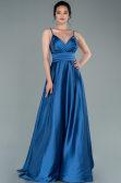 Robe de Soirée Longue Satin Indigo ABU2375