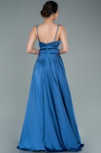 Robe de Soirée Longue Satin Indigo ABU2375