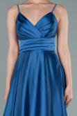 Robe de Soirée Longue Satin Indigo ABU2375