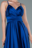Robe de Soirée Longue Satin Bleu Saxe ABU2375