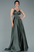 Robe de Soirée Longue Satin Vert Huile ABU2375