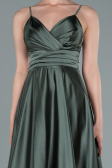 Robe de Soirée Longue Satin Vert Huile ABU2375