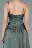 Robe de Soirée Longue Satin Vert Huile ABU2375