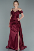 Robe de Soirée Longue Satin Rouge Bordeaux ABU2379
