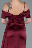 Robe de Soirée Longue Satin Rouge Bordeaux ABU2379