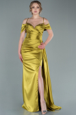 Robe de Soirée Longue Satin Pistache vert ABU2379