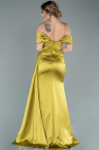 Robe de Soirée Longue Satin Pistache vert ABU2379
