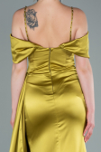 Robe de Soirée Longue Satin Pistache vert ABU2379