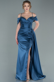 Robe de Soirée Longue Satin Indigo ABU2379