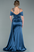 Robe de Soirée Longue Satin Indigo ABU2379