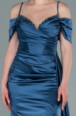 Robe de Soirée Longue Satin Indigo ABU2379