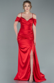 Robe de Soirée Longue Satin Rouge ABU2379