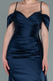 Robe de Soirée Longue Satin Bleu Marine ABU2379