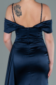 Robe de Soirée Longue Satin Bleu Marine ABU2379