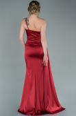 Robe de Soirée Longue Satin Rouge Bordeaux ABU2386