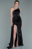 Robe de Soirée Longue Satin Noir ABU2386