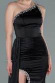 Robe de Soirée Longue Satin Noir ABU2386