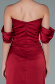 Robe de Cérémonie Midi Satin Rouge Bordeaux ABK1404