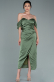 Robe de Cérémonie Midi Satin Kaki ABK1404