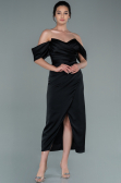 Robe de Cérémonie Midi Satin Noir ABK1404