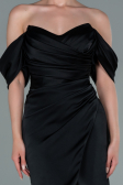 Robe de Cérémonie Midi Satin Noir ABK1404