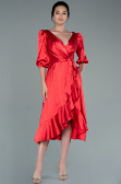 Robe de Cérémonie Midi Satin Rouge ABK1409