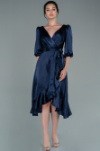 Robe de Cérémonie Midi Satin Bleu Marine ABK1409
