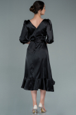 Robe de Cérémonie Midi Satin Noir ABK1409