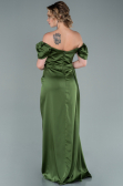 Robe De Fiançaille Satin Longue Vert Huile ABU1606