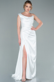 Robe De Soirée Satin Longue Blanc ABU2173