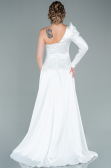 Robe de Soirée Longue Satin Blanc ABU1715