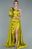 Robe De Soirée Satin Longue Pistache vert ABU1715