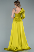 Robe De Soirée Satin Longue Pistache vert ABU1715