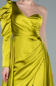 Robe De Soirée Satin Longue Pistache vert ABU1715