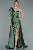 Robe De Soirée Satin Longue Kaki ABU1715