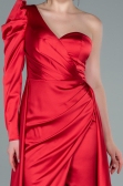 Robe De Soirée Satin Longue Rouge ABU1715