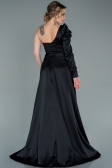 Robe De Soirée Satin Longue Noir ABU1715