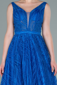 Robe de Soirée Longue Bleu Saxe ABU2418