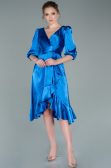Robe de Cérémonie Midi Satin Bleu Saxe ABK1409