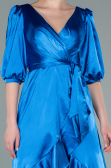 Robe de Cérémonie Midi Satin Bleu Saxe ABK1409