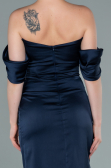 Robe de Cérémonie Midi Satin Bleu Marine ABK1404