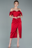 Robe de Cérémonie Midi Satin Rouge ABK1404