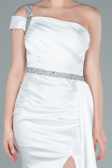 Robe de Soirée Longue Satin Blanc ABU2363