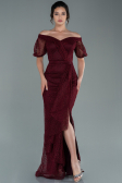 Robe de Soirée Longue Dantelle Rouge Bordeaux ABU2427