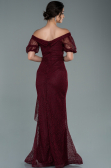 Robe de Soirée Longue Dantelle Rouge Bordeaux ABU2427