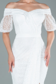 Robe de Soirée Longue Dantelle Blanc ABU2427