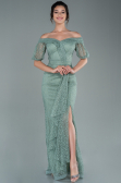 Robe de Soirée Longue Dantelle Turquoise ABU2427